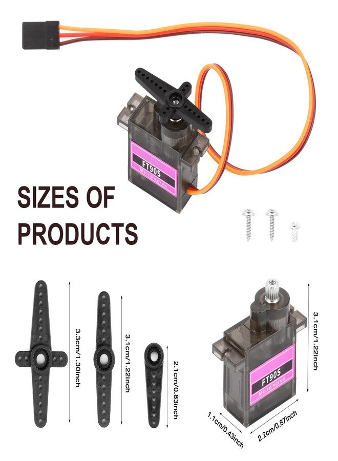 FORIOT 6Pcs FT90S 9g Micro Servo Motors with All-Metal Gears, High Torque, and 180° Rotation - for Arduino Robot Projects, RC Airplanes, Cars, Boats - Image 2